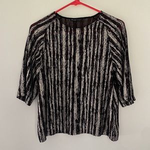 Zara Black & Silver Metallic Blouse
